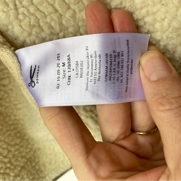 Denham : Sherpa Lined Knit + Felt Patch Asymmetric Zip Jacket : Medium - Picture 6 of 16